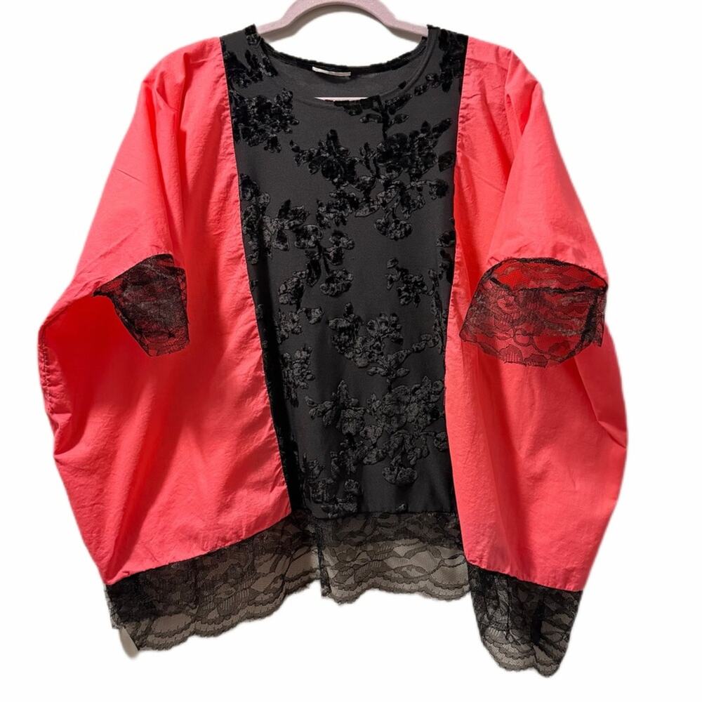 Floral and lace poncho cotton sides one size fits most